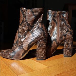 Aldo Snake print boot size 8 brown black